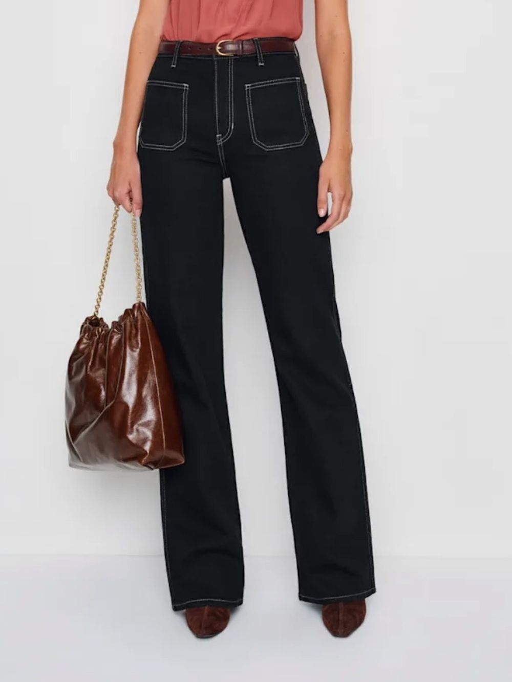 Reformation Alyssa Stretch High Rise Wide Leg Jeans - Black